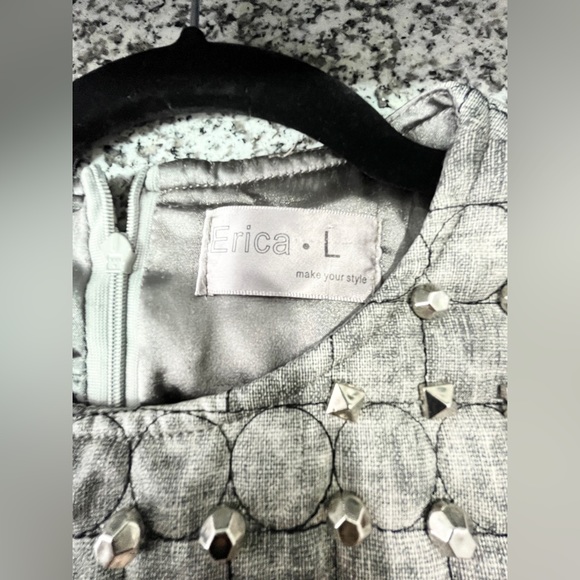 Erica Women’s Grey Quilted/ Studded/ Office Dress Large.. good condition. - Picture 11 of 11